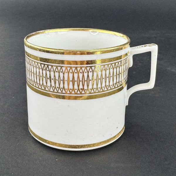 Set 6 1790-1820 English White Gold Porcelain Straight Sided Coffee or Tea Cups