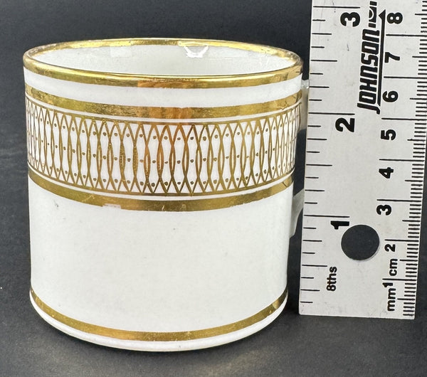 Set 6 1790-1820 English White Gold Porcelain Straight Sided Coffee or Tea Cups