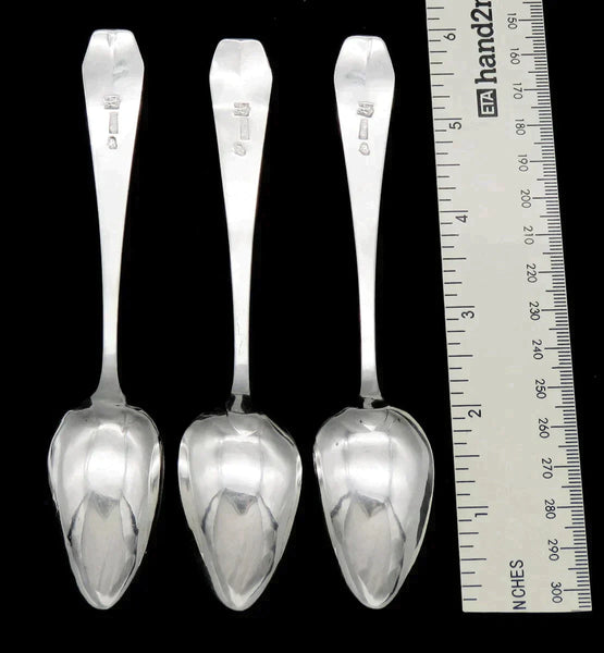 3 Antique c1800 NYC Coin Silver Coffin End John Peter Targee Tea Coffee Spoons