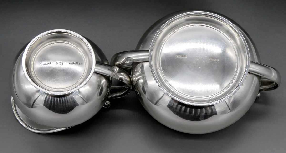 Vintage Cohr Danish Sterling Silver Arts & Crafts Tea Creamer Sugar Bowl NO MONO