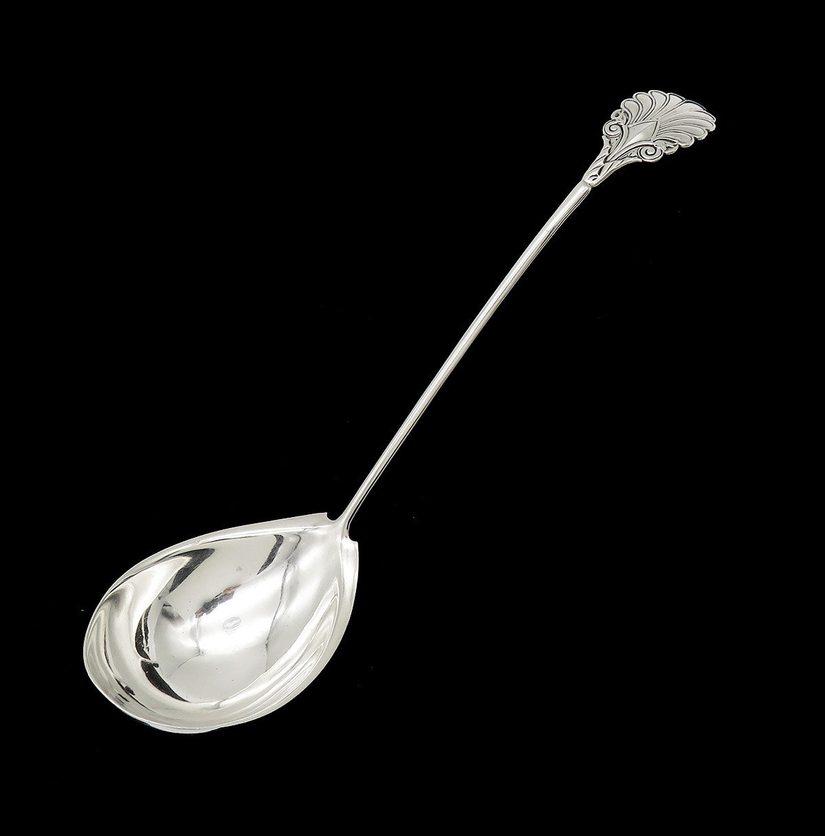 Stunning Coin Silver Large Soup Punch Ladle Grecian Pattern Gorham 12in