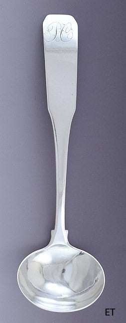 c1810-1820 Fine American Coin Silver Fiddle Serving Ladle by Rufus Farnham