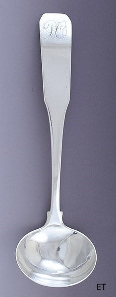 c1810-1820 Fine American Coin Silver Fiddle Serving Ladle by Rufus Farnham