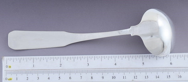 c1810-1820 Fine American Coin Silver Fiddle Serving Ladle by Rufus Farnham