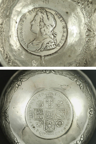 ENGLISH GEORGE II SIXPENCE STERLING SILVER COIN TODDY LADLE