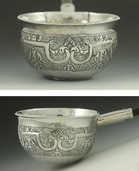 ENGLISH GEORGE II SIXPENCE STERLING SILVER COIN TODDY LADLE