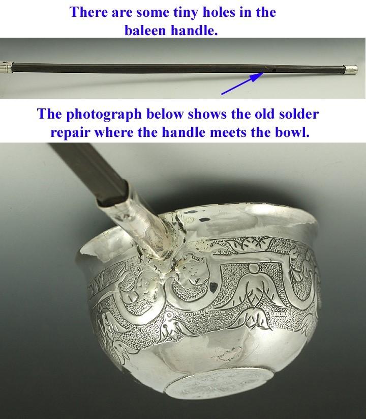 ENGLISH GEORGE II SIXPENCE STERLING SILVER COIN TODDY LADLE