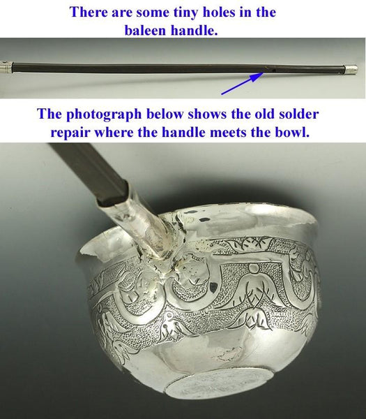 ENGLISH GEORGE II SIXPENCE STERLING SILVER COIN TODDY LADLE