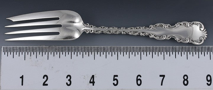 Fine Whiting Louis XV 1891 Sterling Silver Serving Fork 8 3/4"