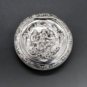 Antique German 800 Silver Tavern Scene Makeup Powder Compact