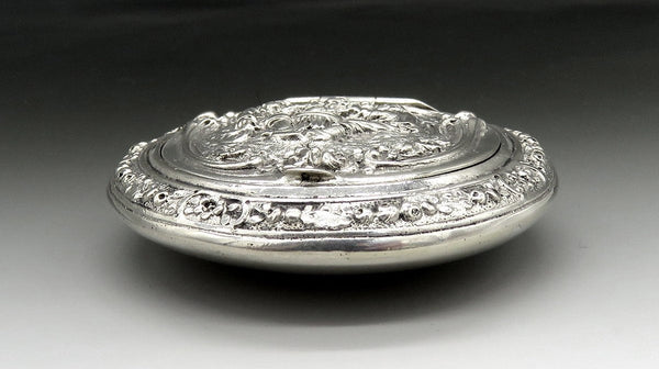 Antique German 800 Silver Tavern Scene Makeup Powder Compact