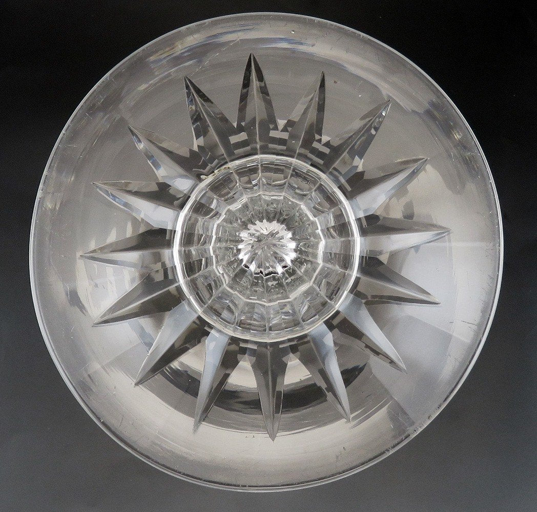 Antique c1850 Engraved Crystal Glass Centerpiece Pedestal Compote Bowl Grapes