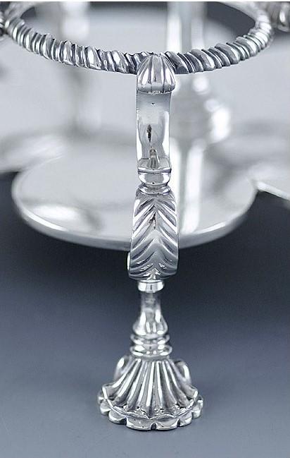 NICE 1768 ENGLISH SILVER & GLASS CONDIMENT SET