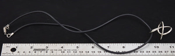 Fun Modernist Necklace Black Rubber Cord with Artsy Sterling Silver Pendant