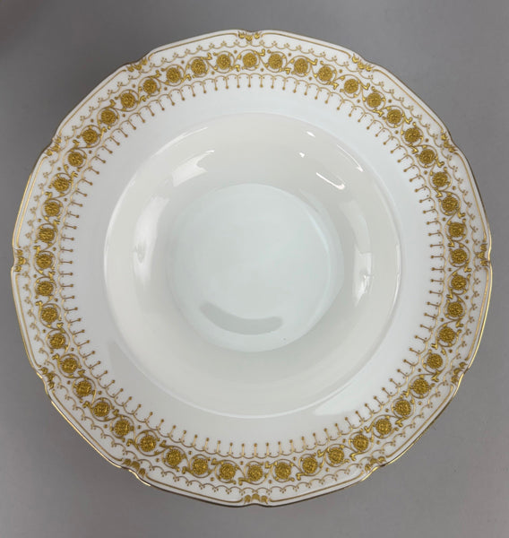 Set 12 c1920s Royal Doulton Noke's Tiffany Co Raised Gilt Rim 9.5" Soup Bowls
