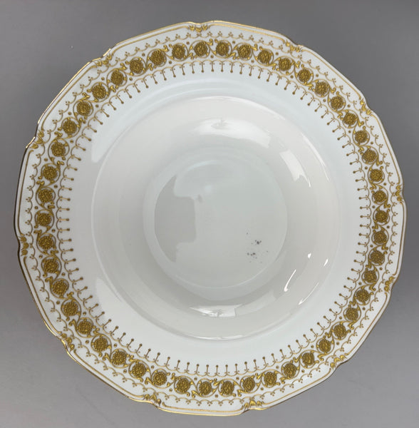 Set 12 c1920s Royal Doulton Noke's Tiffany Co Raised Gilt Rim 9.5" Soup Bowls