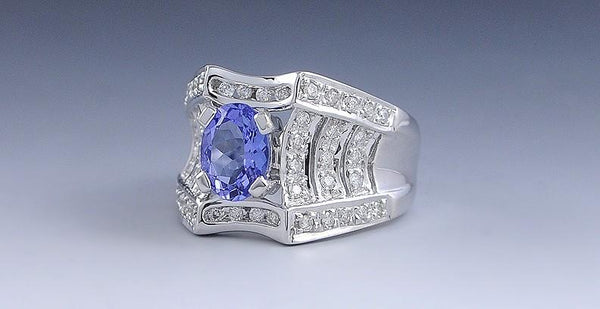 Gorgeous 1.44ct Tanzanite Diamond 18k White Gold Ring