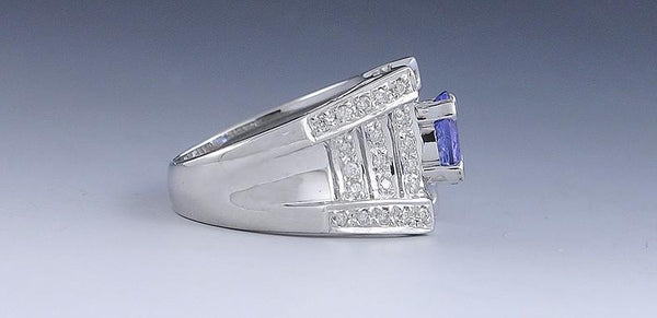 Gorgeous 1.44ct Tanzanite Diamond 18k White Gold Ring