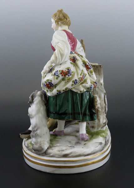 Charming mid 1800s French Porcelain Figural Group Courting Scene Couple and Dog