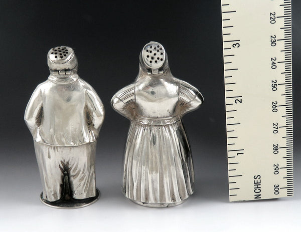 Charming Pair 1917 Dutch 833 Silver Couple Man Woman Figure Salt Pepper Shakers