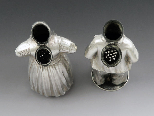 Charming Pair 1917 Dutch 833 Silver Couple Man Woman Figure Salt Pepper Shakers