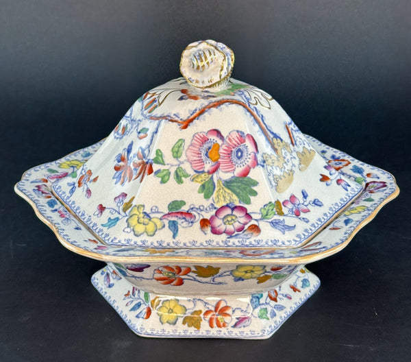 Fine c1920s Mason's Ironstone China Flying Bird Covered Bowl Tureen Serving Dish