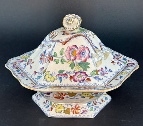 Fine c1920s Mason's Ironstone China Flying Bird Covered Bowl Tureen Serving Dish