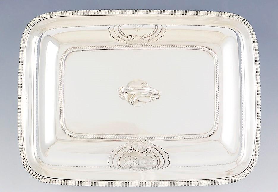 Superb 1806 Pair English Georgian Sterling Silver Covered Entree Serving Dishes