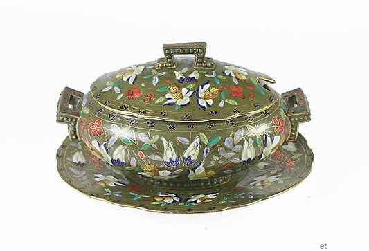 Fischer Mieg Hand Painted Bohemian Sauce Tureen