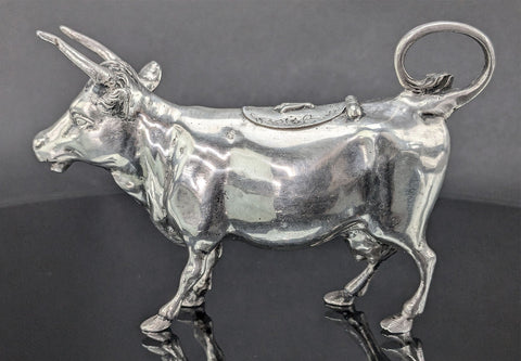 Charming Antique c1890s European Silver Hanau German? Cow Creamer