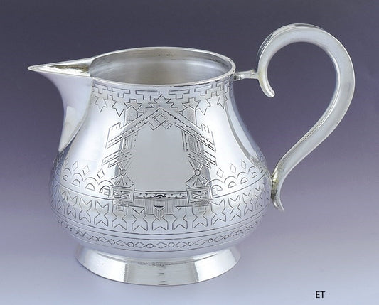 Handsome 1880 Russian Pan-Slavic Design Silver Creamer by S. M. Ikonikov