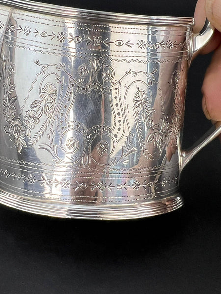 Fantastic c1910s American Sterling Silver Bright Cut Engraved Floral Creamer