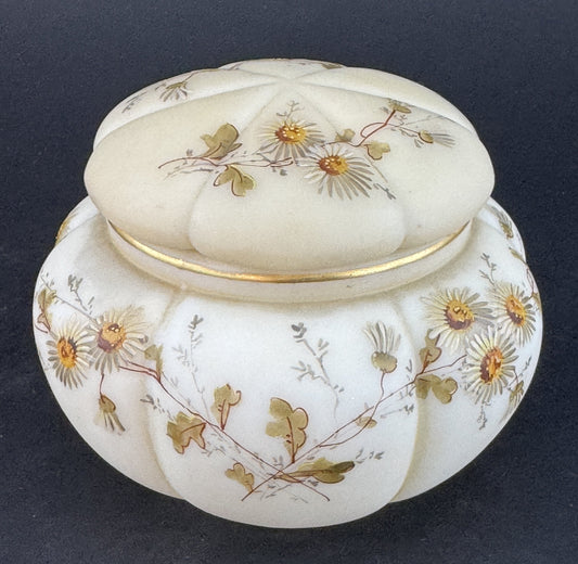 Fine Antique Wavecrest Melon Shaped Glass Dresser Jar