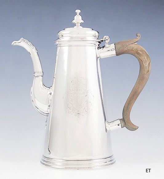Antique 1735 English Georgian Sterling Silver Lighthouse Coffee or Teapot