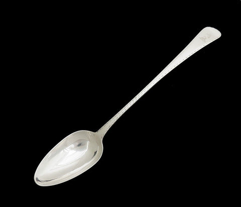 1778 English Sterling Silver Serving Spoon Alpaca Crest Benn Family 11 Inches