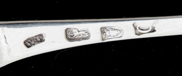 1778 English Sterling Silver Serving Spoon Alpaca Crest Benn Family 11 Inches