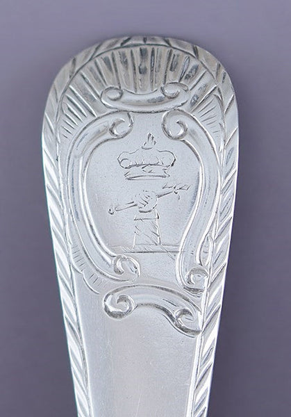 c1770-1786 Set 7 Irish Sterling Silver Feathered Edge Spoons by Michael Keating