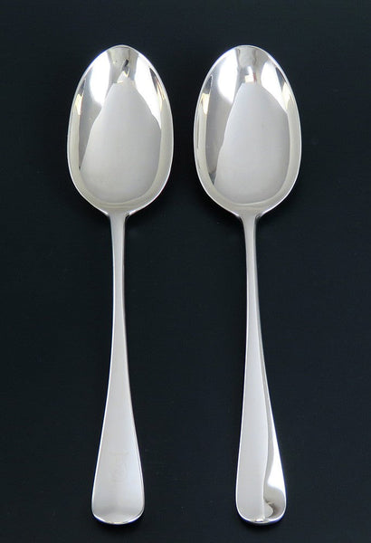 Antique English Sterling Silver 44pc Rattail Queen Anne Hanoverian Flatware Set