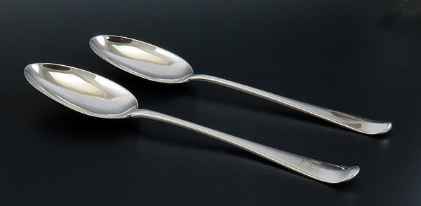 Antique English Sterling Silver 44pc Rattail Queen Anne Hanoverian Flatware Set