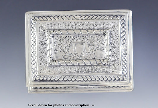 Fab Mid 1800s European Silver Gadroon Edge Box w/Nice Hand Engraving
