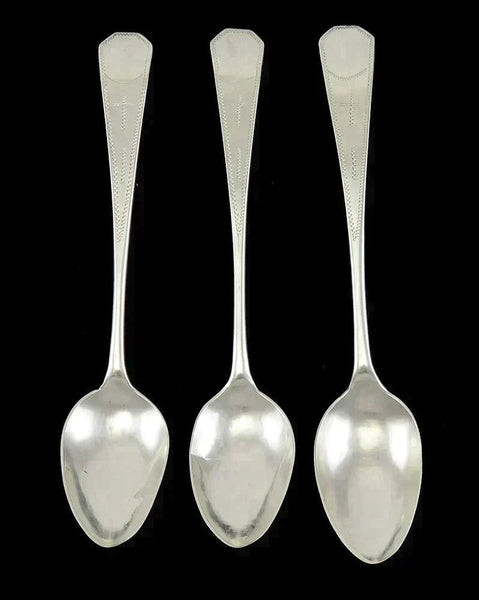 Antique c1800 American Coin Silver Coffin End Cross Engravings Coffee/Tea Spoons