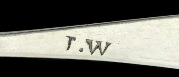 Antique c1800 American Coin Silver Coffin End Cross Engravings Coffee/Tea Spoons