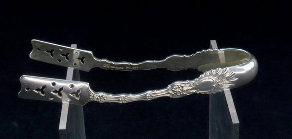 Rare Whiting Sterling Silver Radiant Pat. Asparagus Serving Tongs