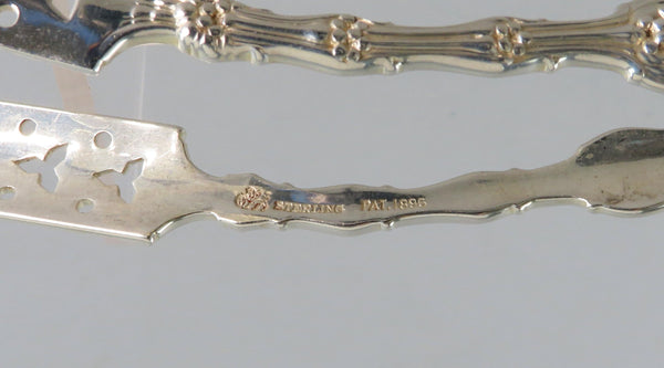 Rare Whiting Sterling Silver Radiant Pat. Asparagus Serving Tongs