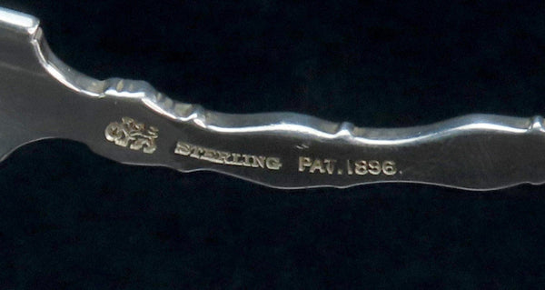 Rare Whiting Sterling Silver Radiant Pat. Asparagus Serving Tongs
