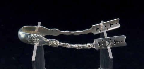 Rare Whiting Sterling Silver Radiant Pat. Asparagus Serving Tongs