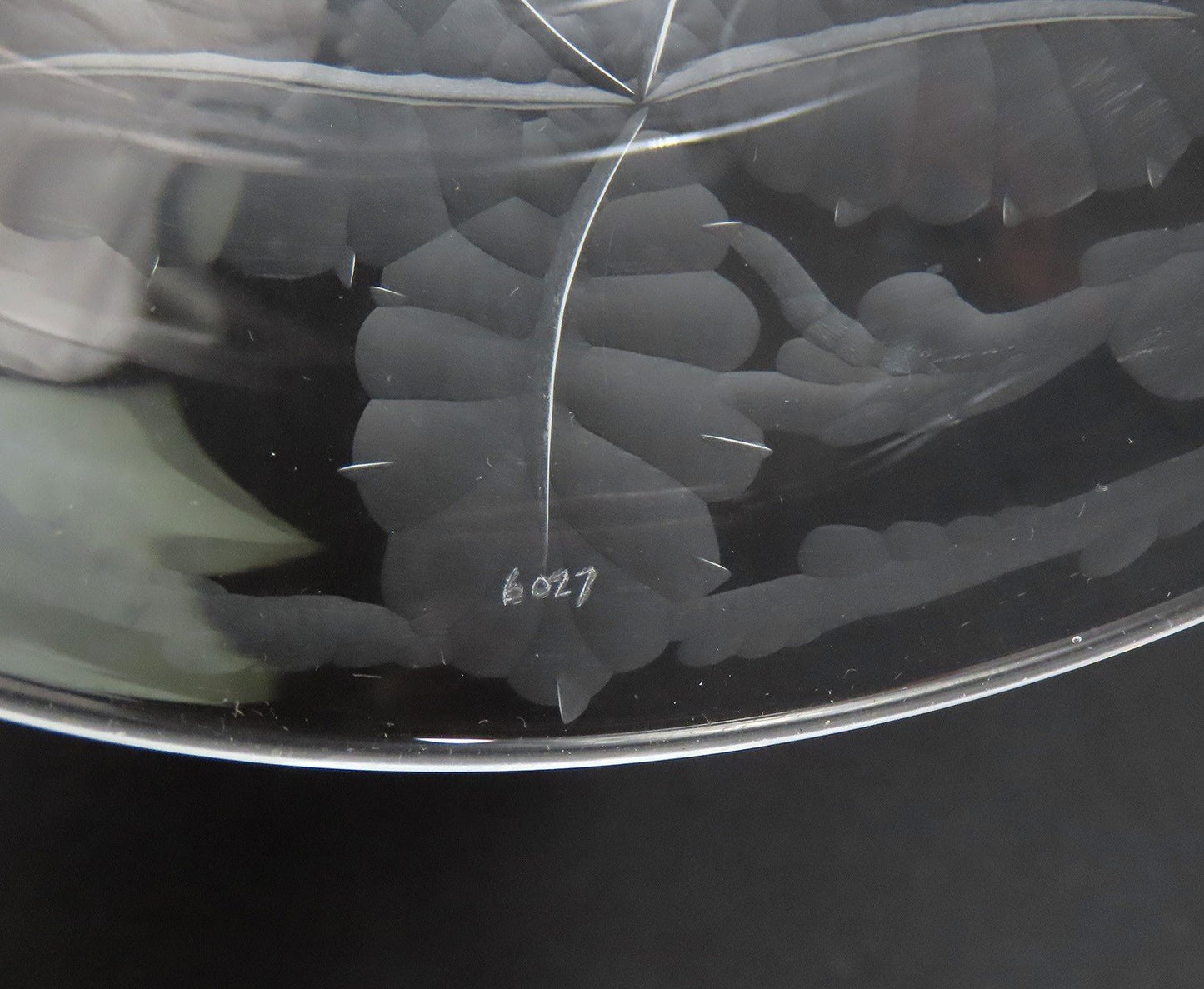 Lovely Pair Early 1900s Cut and Etched Glass Berry Vine Table Candlesticks 12"