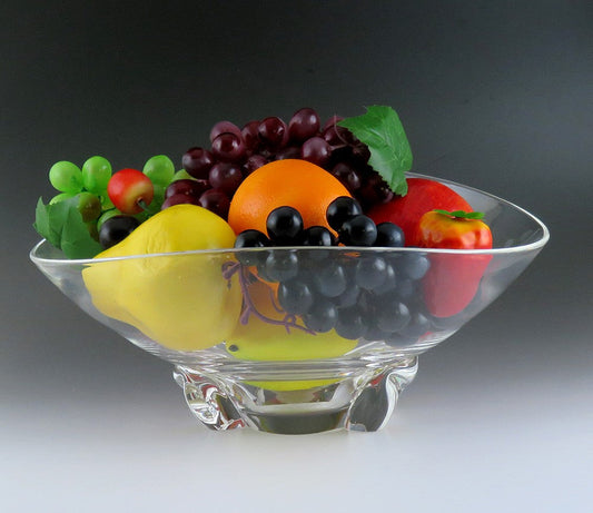 Steuben Modernist Art Glass Fruit Centerpiece Basket Shaped Bowl 10X11.5"