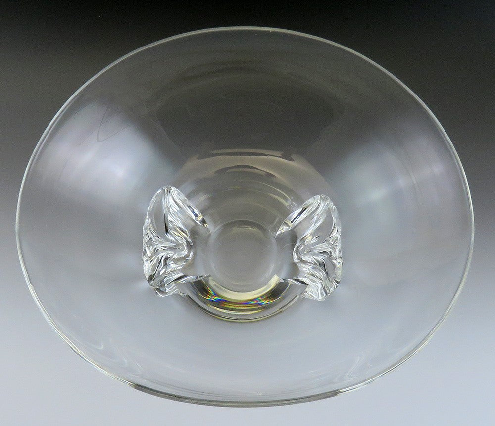 Steuben Modernist Art Glass Fruit Centerpiece Basket Shaped Bowl 10X11.5"