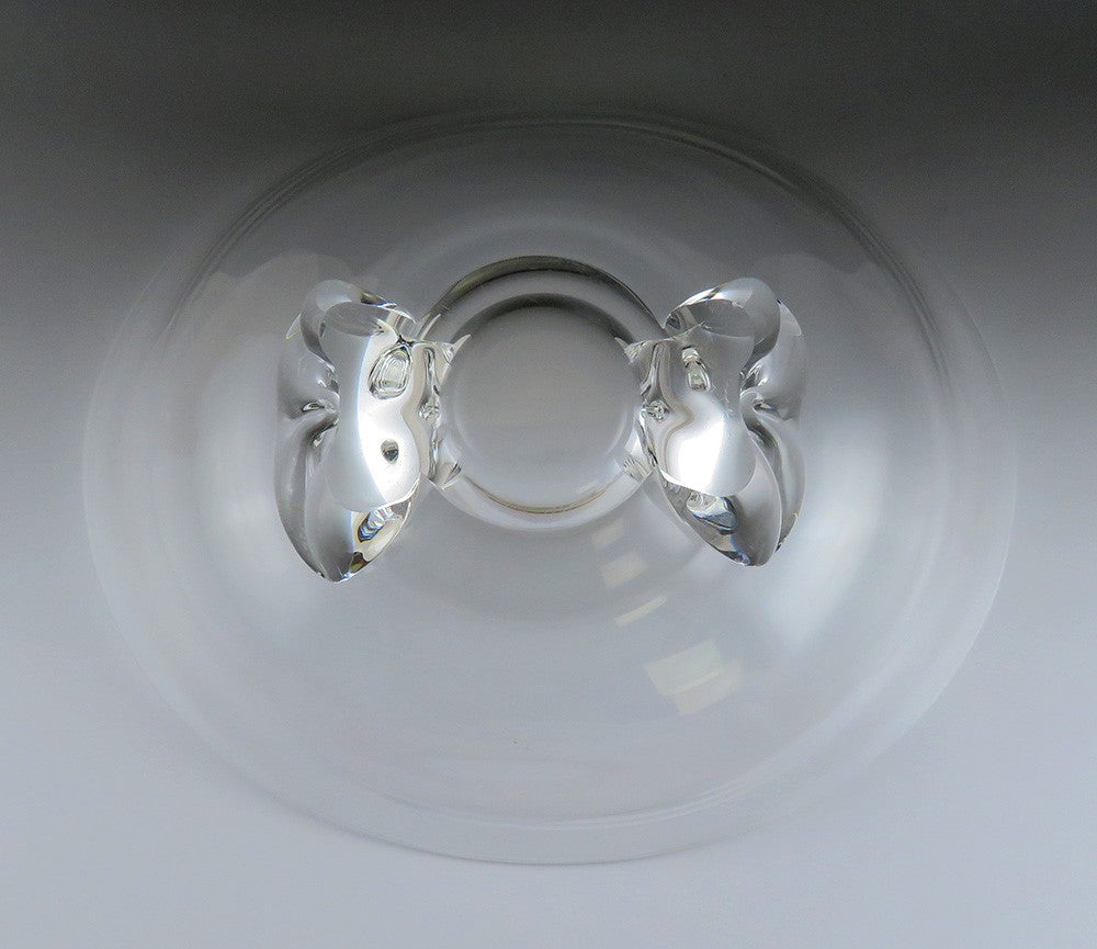 Steuben Modernist Art Glass Fruit Centerpiece Basket Shaped Bowl 10X11.5"